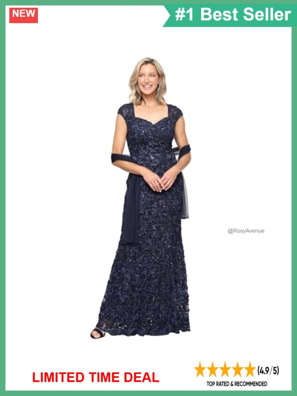 Soutache Lace Gown with Shawl Sweetheart Neckline Formal Dress
